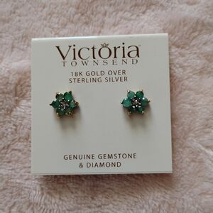 Victoria Townsend Emerald and Diamond Gold Earrings